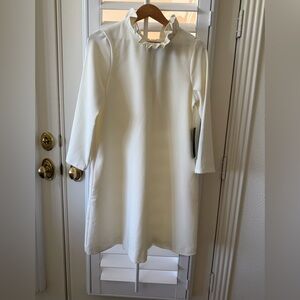 Tuckernuck Cream Long-Sleeve Ruffle Collar and rear big bow Dress